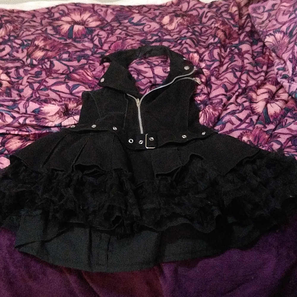 Vintage Tripp NYC black moto tutu dress size L